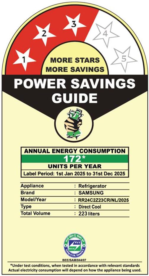 Image of Samsung 223 L, 3 Star, Digital Inverter, Direct-Cool Single Door Refrigerator (RR24C2Z23CR /NL, Red, Camellia Purple, Base Stand Drawer)