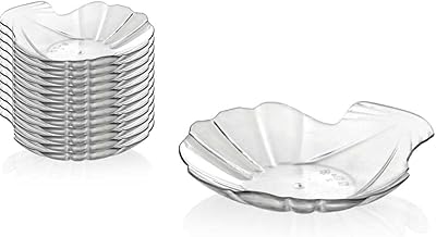 GICOS IMPORT EXPORT SRL ICS-843457 Set of 12 Trays Bowls in Transparent Plastic Shell Shape Finger Food Reusable 8.6 x 8.5 x 1.8 cm Aperitif Appetizer Kitchen