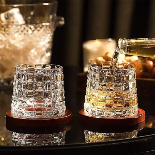 Vasos de whisky para sobremesas elegantes con textura tejida cuadrada en relieve 7