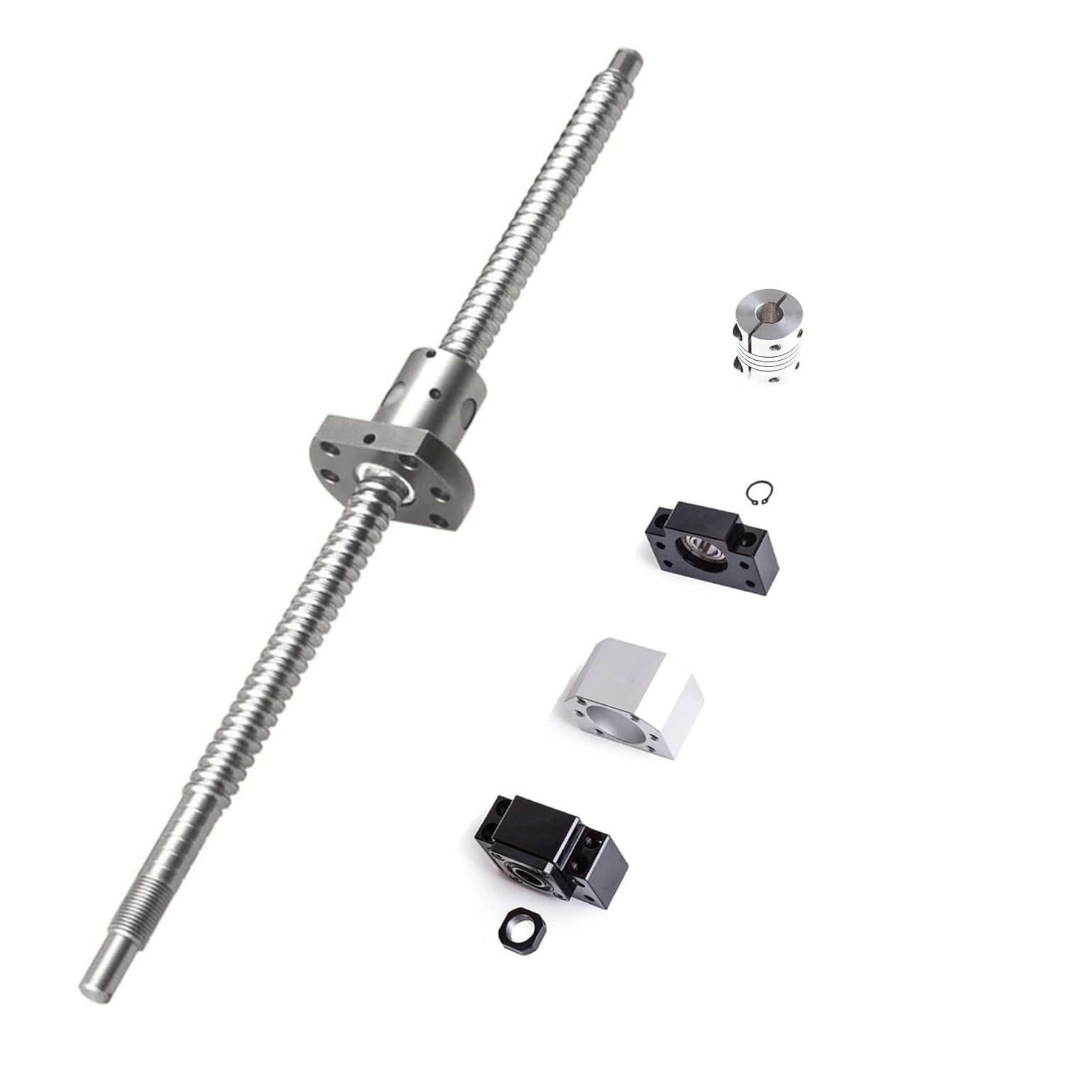 CNCYEAH Ball Screw SFU1204 250mm Diameter 12mm,4mm Pitch Ball Screw Kit with Ballscrew Nut Housing Bracket and End Supports BK/BF10 nut housings Coupler for CNC Machine Parts
