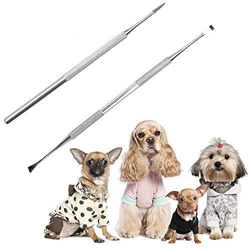 Zahnstein-Entferner für Hunde, 2 Stück Edelstahl Mundwerkzeug Zahnhygiene-Set für Hunde Cover