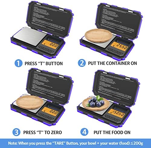 Criacr Pocket Scale, 200g/0.01g Digital Mini Scale, Precision Electronic Scale with Tare Function, LCD Backlit, Portable Micro Scale for Experiment, Jewelry (50g Calibration Weight Included), Purple