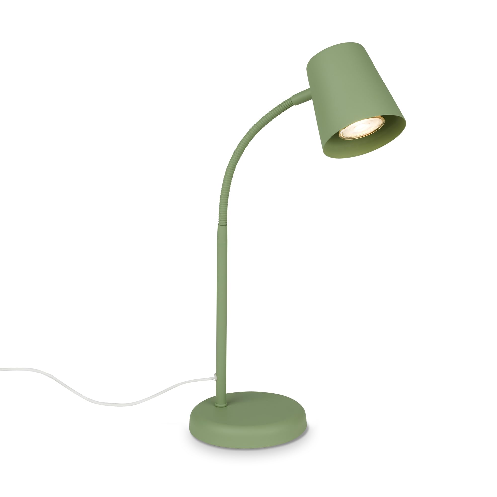 BRILONER - Lampada da comodino, lampada da scrivania orientabile, lampada da tavolo GU10 per ufficio con interruttore a cavo, lampada da lettura, 9W, 130x385mm (DxA), metallo, verde lime