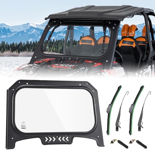 KEMIMOTO 19-23 XP 1000 Vented Glass Windshield with 2 Manual Wipers Scratch Resistant Compatible with 2019-2023 Polaris RZR XP 1000 / RZR XP Turbo Front Full Window DOT Approved High Sheerness
