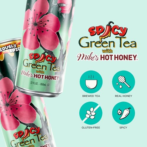 Image of AriZona Spicy Green Tea x Mikes Hot Honey - Big Can, 22 Fl Oz (12 Pack)