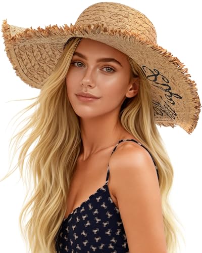 Sombrero de playa para mujer con ala ancha y protección UV miniatura 6