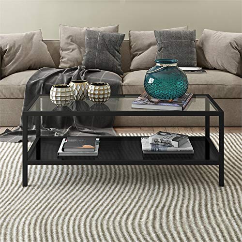 Image of Henn&Hart 45 inch Wide Rectangular Coffee Table in Blackened Bronze, Modern coffee tables for living room, studio apartment essentials