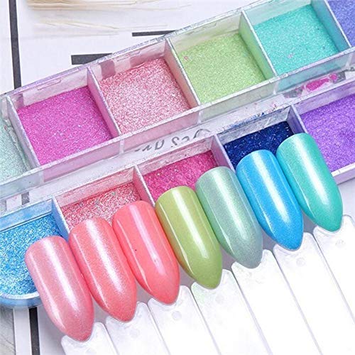SAMENTHA Nail Art Glitter Powder Für Frauen, 12 Stück Nail Art Decor Glitter Dust Powder Set DIY Acryl UV Gel Tipps… – Bild 6