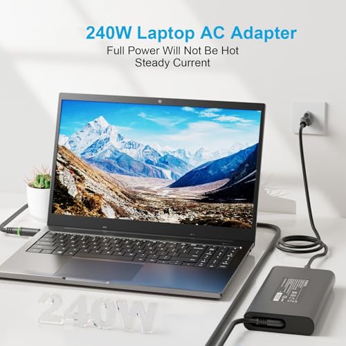 240W Laptop Charger Compatible with Dell Precision 7780 7770 7680 7670 Alienware 15 17 M15 M17 X15 X16 X17 Power Supply Cord 240W Watt Barrel 7.4mm tip AC Power Adapter