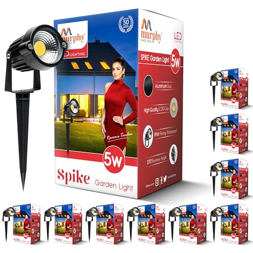 Image of Murphy 5W Heavy-Duty LED Spike Focus Light - IP65 Water Resistant, Adjustable 180, Aluminium Material, Outdoor Garden Lights (Warm White), Pack of 10