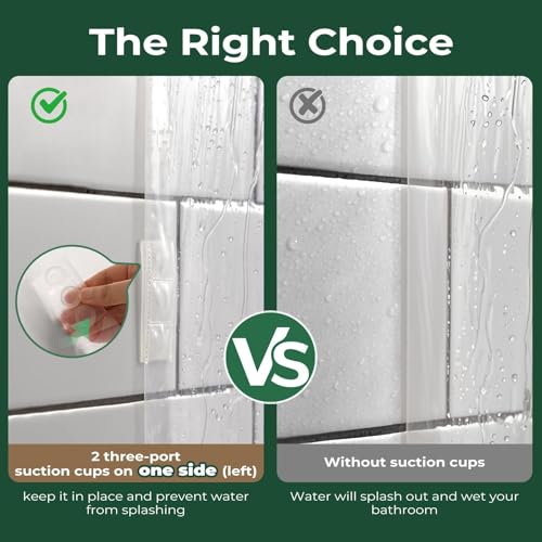 Image of HARBOREST Clear Shower Curtain Liner with Side Suction Cups, Premium PEVA Plastic Shower Liner with 3 Magnets, Waterproof Bathroom Curtain, 72 x 75, Clear