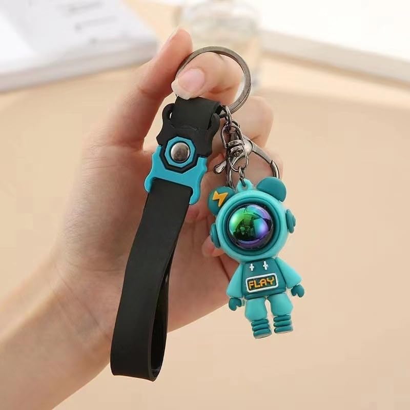 Astronaut Keychain, Cute Kawaii Space Keychain with Sunset Light Effect, Anime Style Key Ring for Backpacks