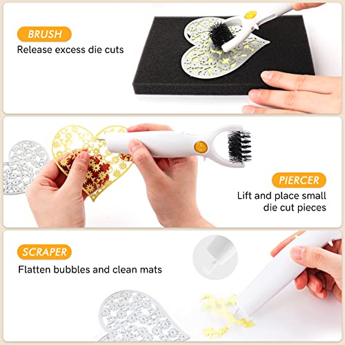 Craft 3 in 1 Multipurpose Craft Tool, Die Brush, 3-in-1 Weeding Tool, Brush, Scrape, Pierce, Embossing and Die Cutting Accessory, Retractable Design Scrapbooking Supplies Die Paper Remover - Thumbnail 3