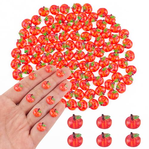 100 Pieces Tiny Apple for Dollhouse Micro Resin Fruit Decor for Crafts Mini Things for Fairy Garden Micro Landscaping Decoration, Style 1