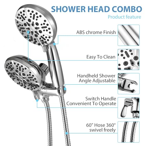 Ensemble de douche à effet pluie haute pression avec douchette multi-réglages finition luxe - 4