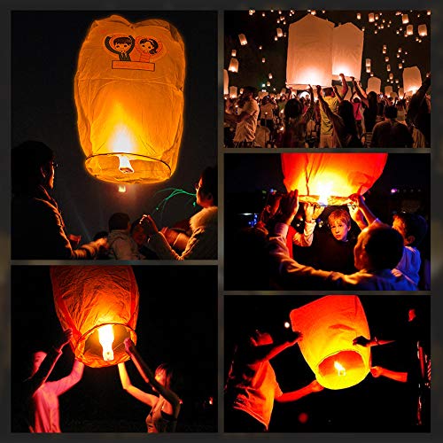 Paper Lanterns, 18pcs 100% Biodegradable Chinese Sky Lanterns, Wishing Lanterns for Weddings, Parties, New Year, Celebrations, Commemorative Ceremonies