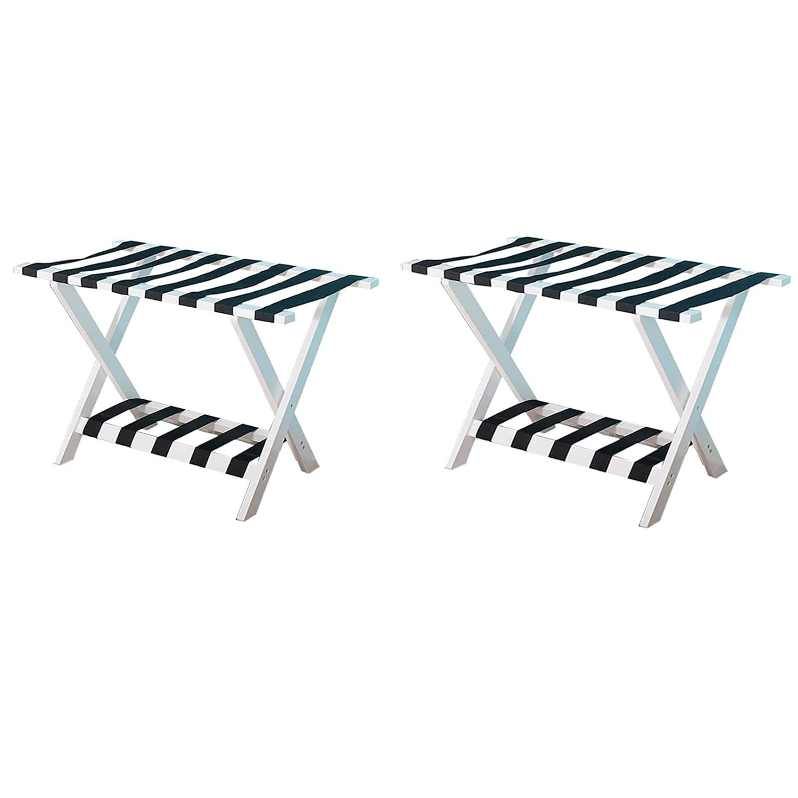 Porte-bagages double couche blanc en bois noble et sangles de nylon haut de gamme