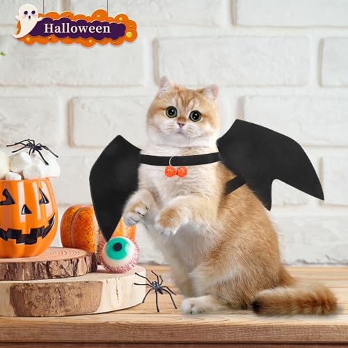 Katzen Halloween kostüm Hund Fledermaus flügel,Fledermausflügel Hund,Halloween Fledermauses Hundekostüm,Einstellbar Hunds Fledermauses Flügel,Cosplay Dekoration Halloweenes Haustier Kostüm