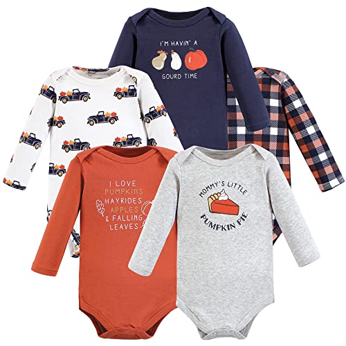 Image of Hudson Baby baby-boys Cotton Long-sleeve Bodysuits 5-pack
