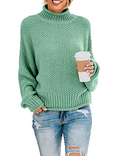ZIYYOOHY Rollkragenpullover Damen Strickpullover Grobstrickpullover Langarm...