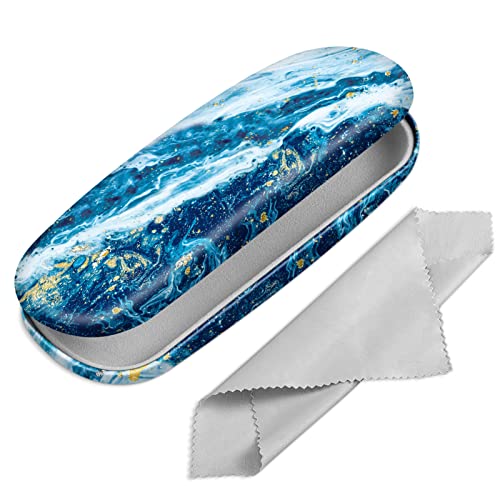 FINTIE Funda Gafas Rigida, Portátil Cuero y Sintético Estuche Gafas Rigido con Pañuelo Limpia Gafas para Mujeres y Hombres