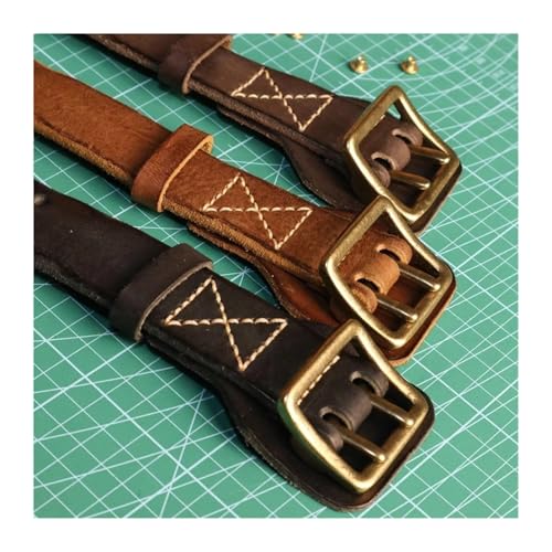 Original Handmade Double-Needle Buckle Men's Belt Washed Water Belt Genuine Leather Belt(125cm,Coffee)4