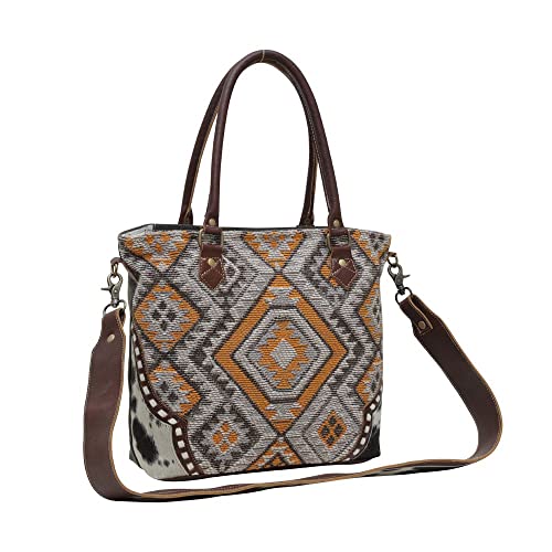 Myra Bag Western Tote Shoulder Bag for Women - Leather Crossbody Bag Chocolate Squares2