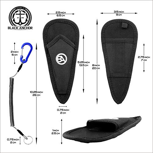 Black Anchor Aluminum Fishing Pliers 6.7" Saltwater Resistant Anodization, Mono, Fluoro & Braid Line Cutters, Nylon Sheath With Belt Loop (Black, 6.7) #TOP5