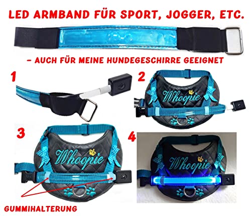 Hundegeschirr S M L XL XXL mit Wunsch Namen bestickt Kunstleder Cream Braun für kleine mittelgroße und große Hunde