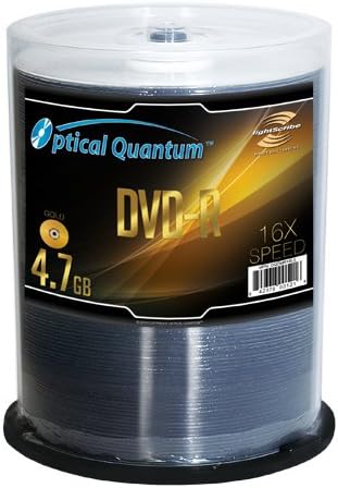 Optical Quantum 4.7 GB 16x LightScribe Gold Recordable Discs DVD-R, 100-Disc Spindle