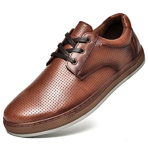 ArcBrothers Mens Dress Casual Sneakers Business Casual Shoes Oxford Shoes for Men Mens Brown Dress Shoes Actual Leather Comfortable Mens Casual Oxford Shoe for Bussines Wedding