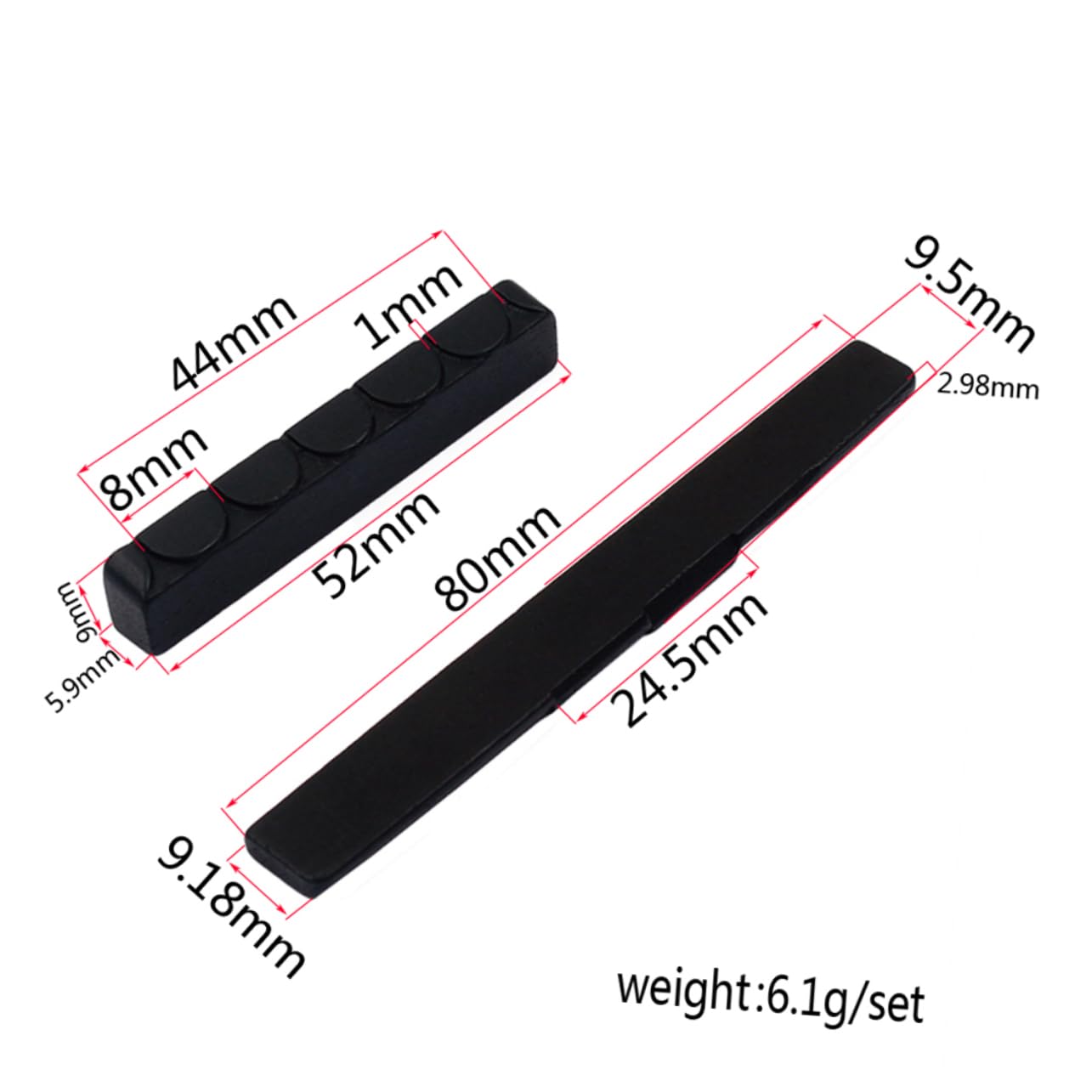 ifundom Ebony Pillow Guitar Nut Saddle Acoustic Accessory Guitar Replacement Parts Buffalo Bone