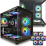 Kit Gabinete Gamer Aquário Preto GB1796 Vidro Temperado Frontal Lateral Micro ATX + 07 fans RGB Gerenciáveis FC1396
