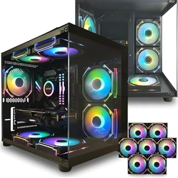 Kit Gabinete Gamer Aquário Preto GB1796 Vidro Temperado Frontal Lateral Micro ATX + 07 fans RGB Gerenciáveis FC1396