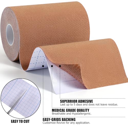 Image of 3 Pack Kinesiology Tapes, 4in x 5.5yd Sports Tape for Athletes | Water Resistant & Elastic for Muscle Support, Latex Free Cotton Pain Relief, Fits for Joints, Knee, Ankle, Shoulder, Wrist