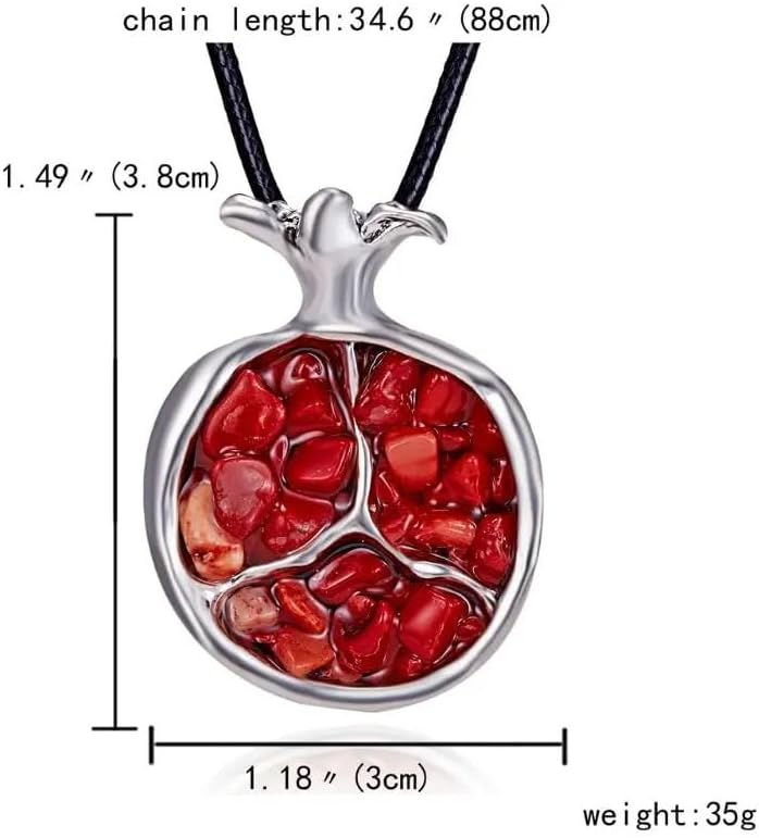 Fruit Red Pomegranate Pendant Necklace Long Chain Jewelry 925 sterling Silver Persephone Necklaces With Fruit Pendant Jewelry for Women, Sisters Fruit Necklaces pomegranate jewelry Necklace - Image 6