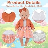 Baby Doll Clothes for 14-18 inch Baby Dolls, 4 Pcs Sweet Orange Doll Outfits with Orange Coat Tulle Skirt Hairband Socks for 43 cm Dolls, 35-43cm Cute Doll Clothes for Girls/Boys( No Doll) - Image 3