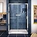 DreamLine Infinity-Z 36 in. D x 48 in. W x 74 3/4 in. H Clear Sliding Shower Door in Chrome and Center Drain Biscuit Base, DL-6975C-22-01