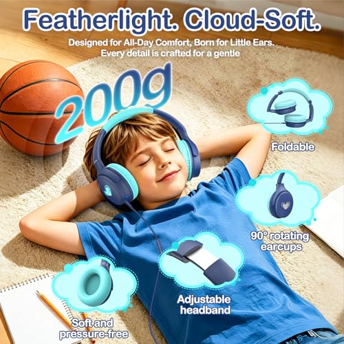 USB-C Kids Headphones, Wired Headphones for Girls Boys, 94dB Volume Limit - image 6