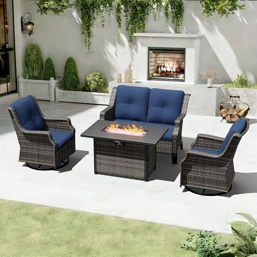 Gardenbee Outdoor Patio Furniture Set with Fire Pit Table, 4