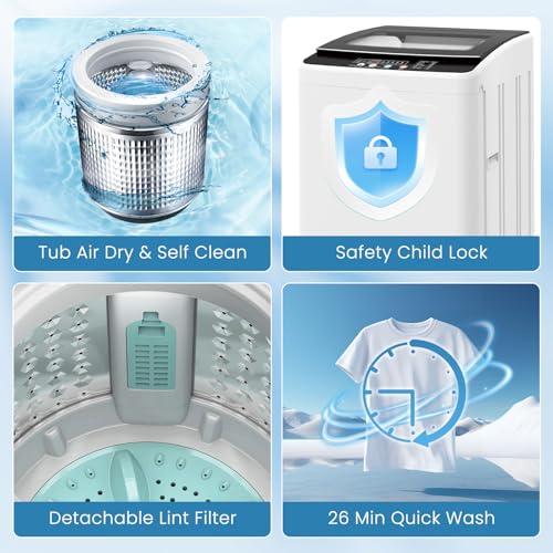 Image of Auertech Washing Machine, 3.0 cu.ft Fully Automatic Washer with Drain Pump, 12 Programs, 8 Water Levels, Large Washer Dryer Combo for Home Washing Room