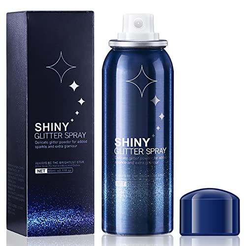 Temporary Glitter Spray, Body Shimmery Spray For Skin, Face, Hair And Clothing, Quick-Drying Waterproof Glitter Hairspray Highlighter Face Makeup Spray For Prom, Festival Rave, Stage Makeup, 2Oz #TOP9