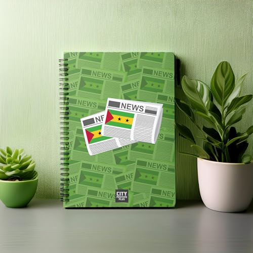 Carnet Sao Tome and Principe Newspapers format A5 ligné pour notes de bureau