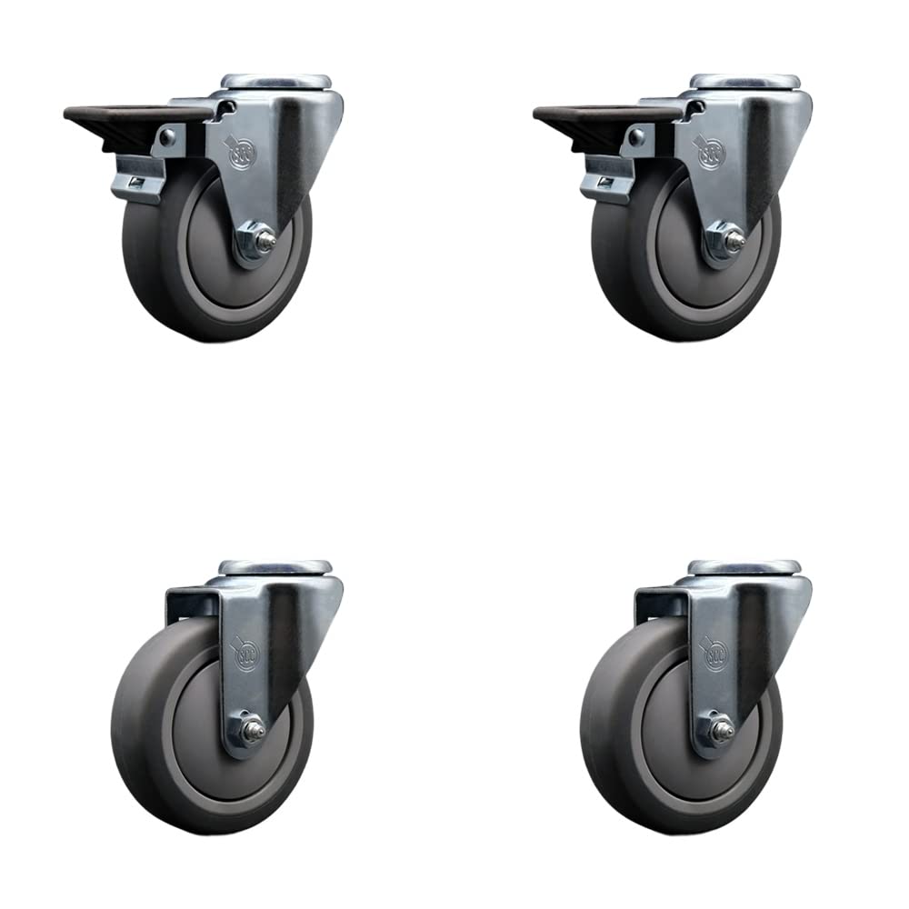 Thermoplastic Rubber Swivel Bolt Hole Caster Set of 4-4