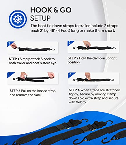 4 Pack Boat Trailer Transom Tie Down Straps To Trailer, Extra Heavy Duty 2" X 48’’ 1200Lbs Boat Transom Straps For Boat Trailer Quick Release Buckle #TOP4