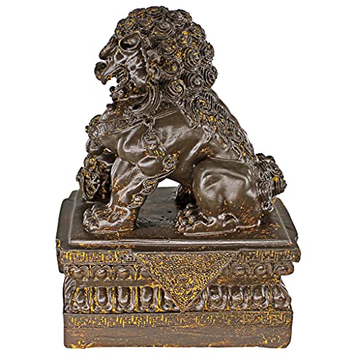 Estatua Asiática León Guardián Chino Macho 9 pulgadas miniatura 6