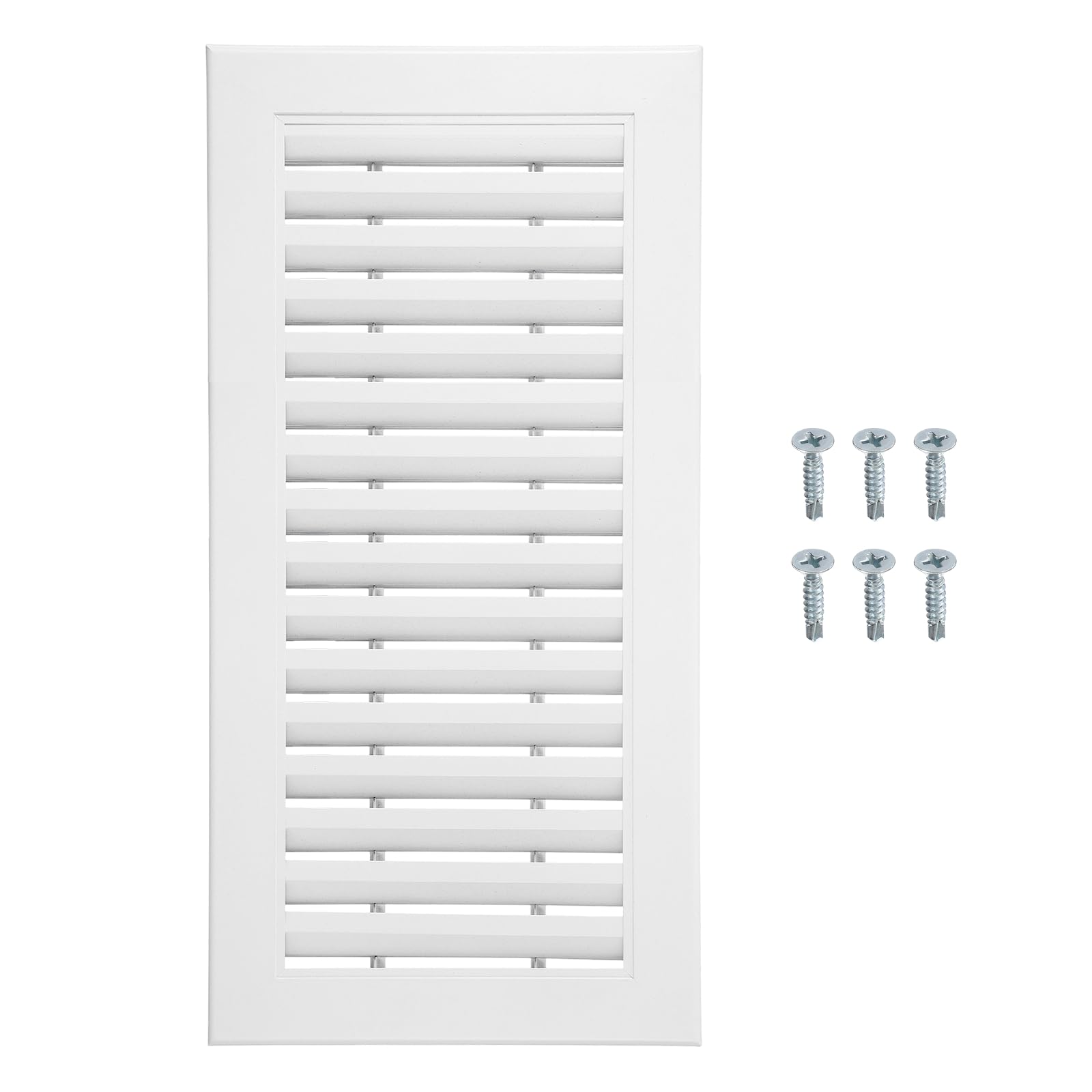 sourcing map Aluminum Air Vent Cover (400x200mm) - Rectangle Ventilation Grille Louvered Ventilation Cover for Cabinet Closet Door Wardrobe HVAC Vent (Ducting Openings: 345 x 145mm), White