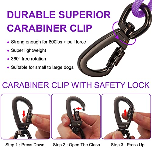 Tie Out Leinen für Hunde mit Stoßdämpfender Feder,lHofleine Leinen für Hunde(02-Lila,3M