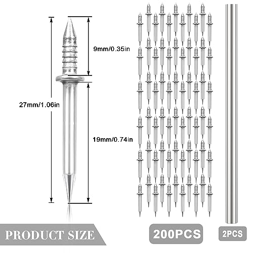 Miniatura 2 de Clavo Sin Costuras Con Hilo De Zócalo De Doble Cabeza, 200 Unidades, Clavos De Pared De Doble Cabeza Para Rodapiés Sin Rastros, Tornillos De Seguridad Invisibles Con Una Herramienta De Manga