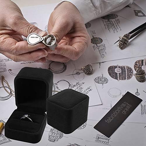 Udewo Ring Gift Boxes, 4 PCS Velvet Ring Box Single With Lids Earring box Jewellery Boxes Black Ring Boxes for Rings Jewellery Bulk Engagement Wedding Day Valentine's Day Birthday Gifts